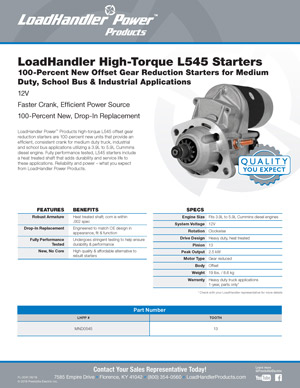 LoadHandler High-Torque L545 starters flyer