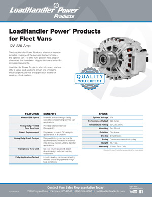 LoadHandler Power Products for Fleet Vans flyer